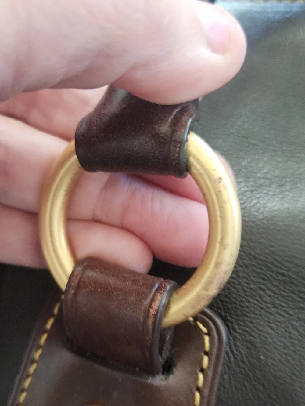 Dooney & Bourke Brown Leather Satchel with Gold Hardware and Red Trim - Picture 10 of 15